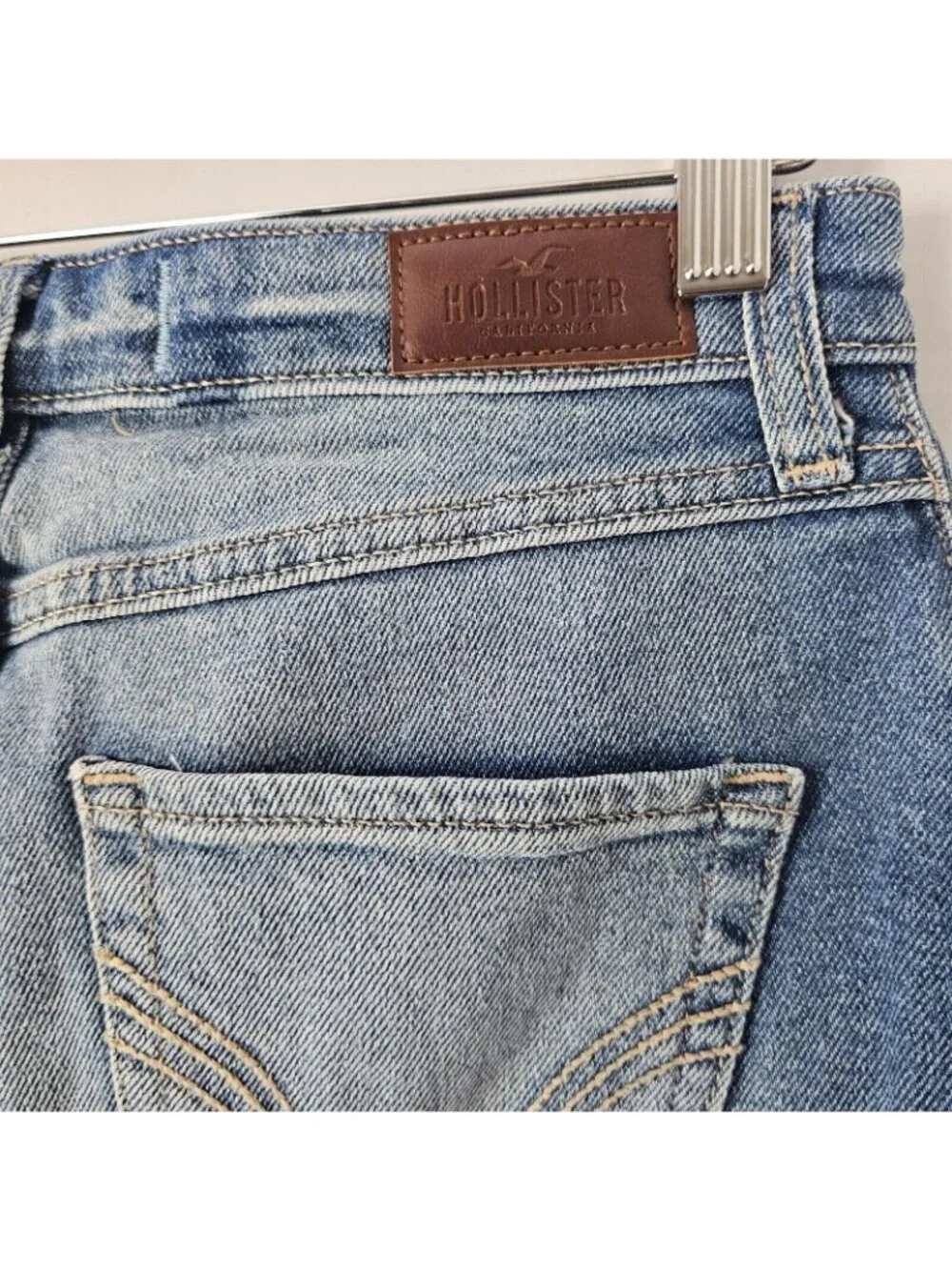 Hollister Denim Skirt Womens 1/25 Blue High Rise Vintage Stretch Distressed